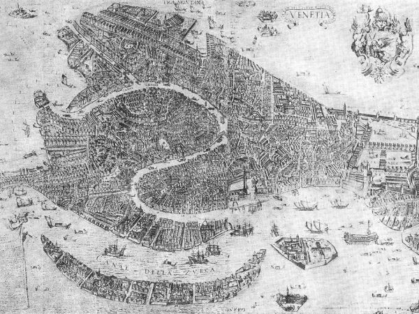 The beginning odf Venice: Ancient map of Venice